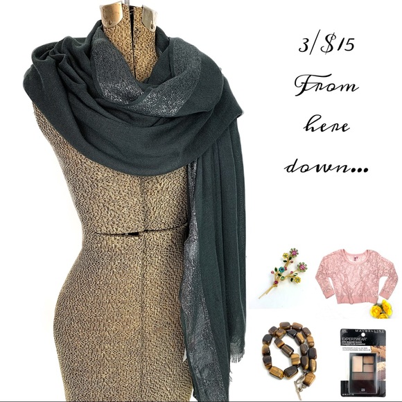 Merona Accessories - 3/$15 Classy Gray & Silver Metallic Scarf Shawl